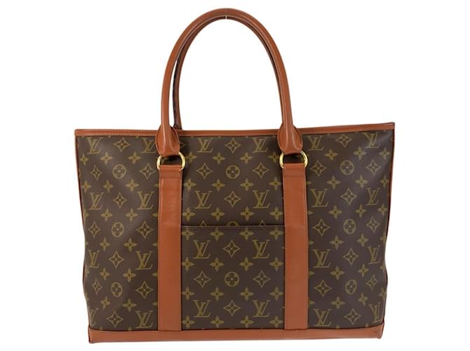 Louis Vuitton Monogram Weekend PM Tote Bag Brown Leather Plastic  ref.2186300