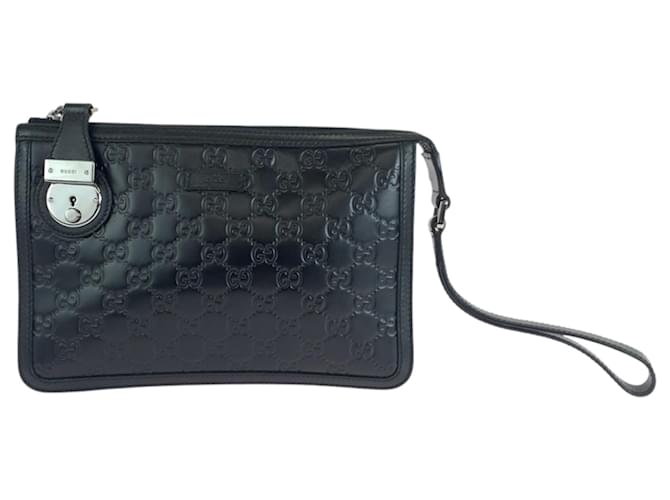 Gucci Guccissima Black Leather Clutch Bag  ref.2186392