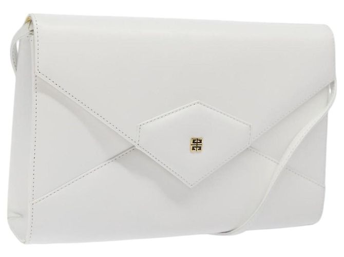 Bolso de Hombro GIVENCHY de Cuero Blanco y Oro Auth BA1138 Dorado