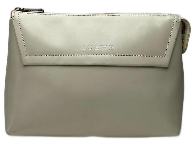 Vintage Loewe Madrid Leder-Clutch weiß