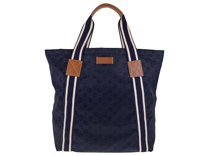 Gucci GG Pattern Nylon Tote Bag Brown White Navy blue  ref.2187500