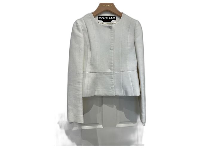 Giacca Rochas bianca in cotone e viscosa Bianco