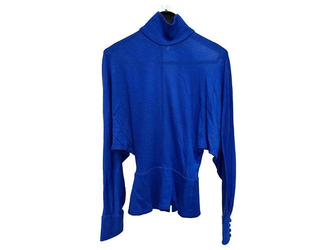 Autre Marque Top in 100% wool with sexy open back Blue