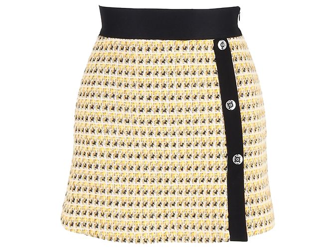 Gonna Mini Gialla Maje in Tweed di Cotone Giallo
