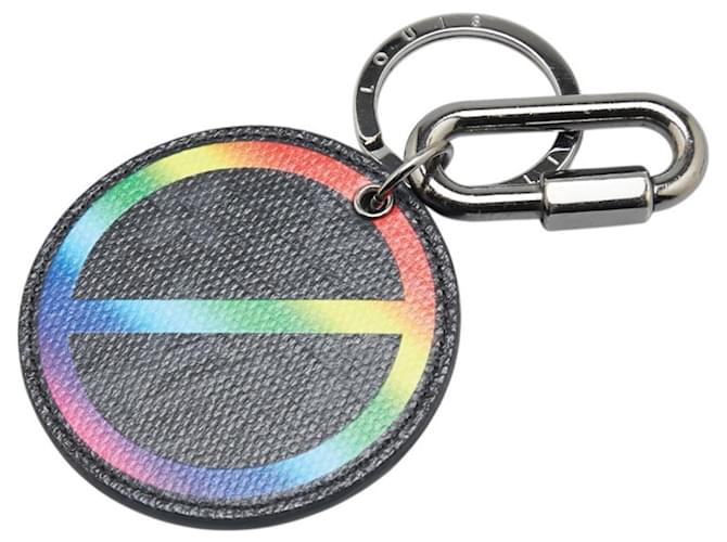 Louis Vuitton Monogram Porte Cle Round Rainbow Keychain Charm Black Multiple colors Leather Metal  ref.2188086
