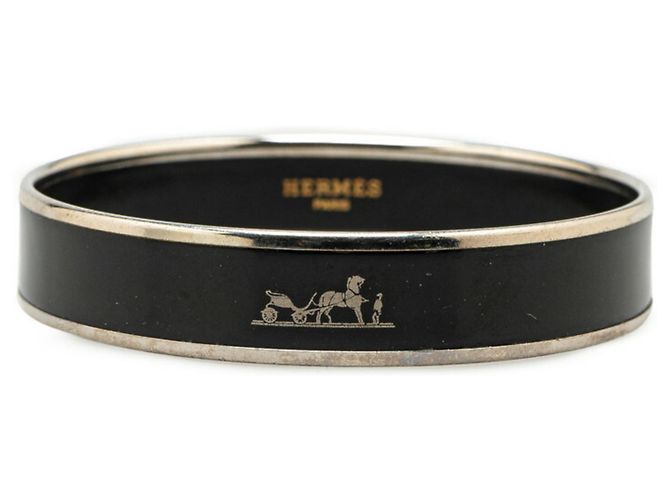 Hermès Hermes Black and Silver Enamel Bangle Silvery