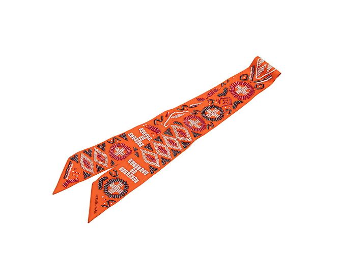 Hermès Hermes Twilly Kelly in Perlen Schal Orange