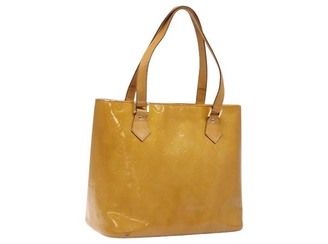 LOUIS VUITTON Sac à main Monogram Vernis Houston Beige M91004 LV Auth 118545