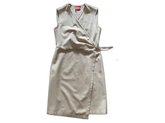 Kenzo Vestido envelope bege sem mangas tamanho 36-38