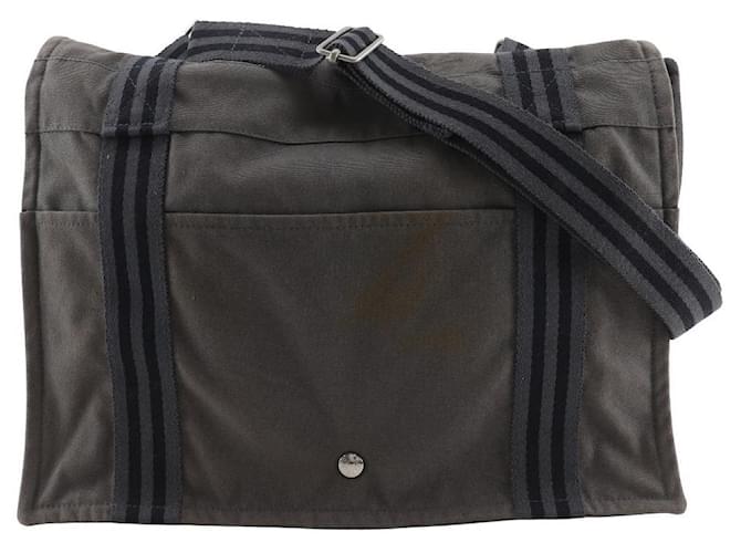 Hermès Hermes Fourre Tout Besace MM Cotton Canvas Shoulder Bag Grey  ref.2190275