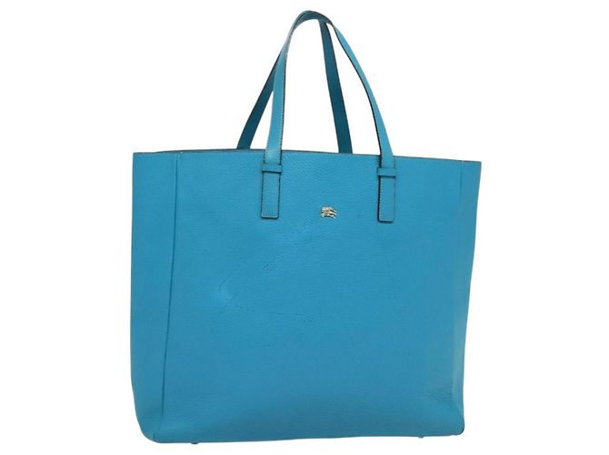 Bolsa tote de couro azul prateado Auth bs24752 da BURBERRY Prata