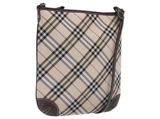 Borsa a spalla Burberry Nova Check Blue Label in tela beige Auth 119982