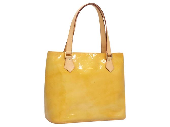 LOUIS VUITTON Monogram Vernis Houston Sac à Main Beige M91004 LV Auth ep8736