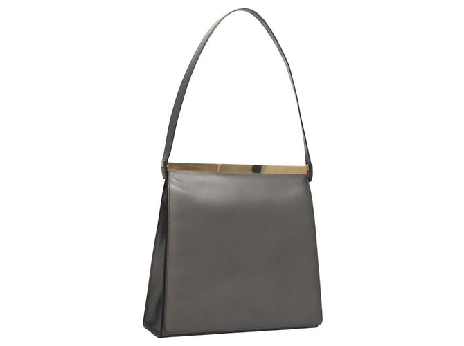GUCCI Schultertasche aus braunem Leder mit Gold Auth 118429 Golden