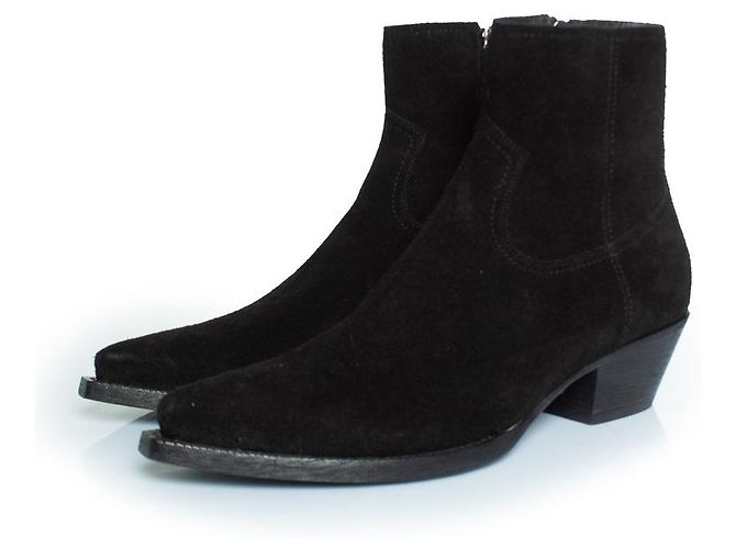 Saint Laurent, Lukas wool suede ankle boots in black