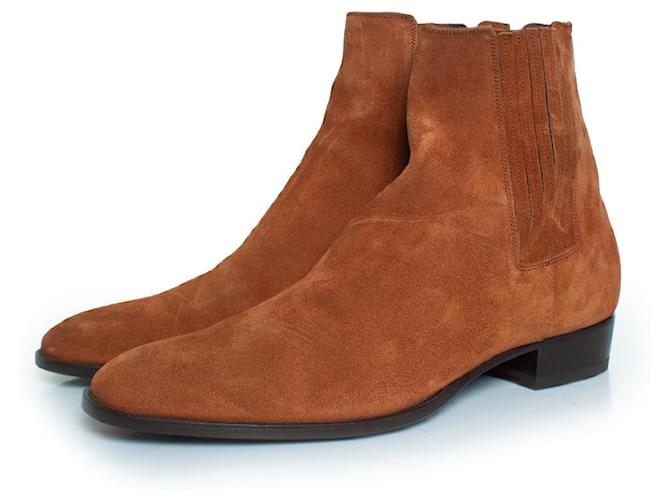 Saint Laurent, Western suede Wyatt boots Brown  ref.2190905