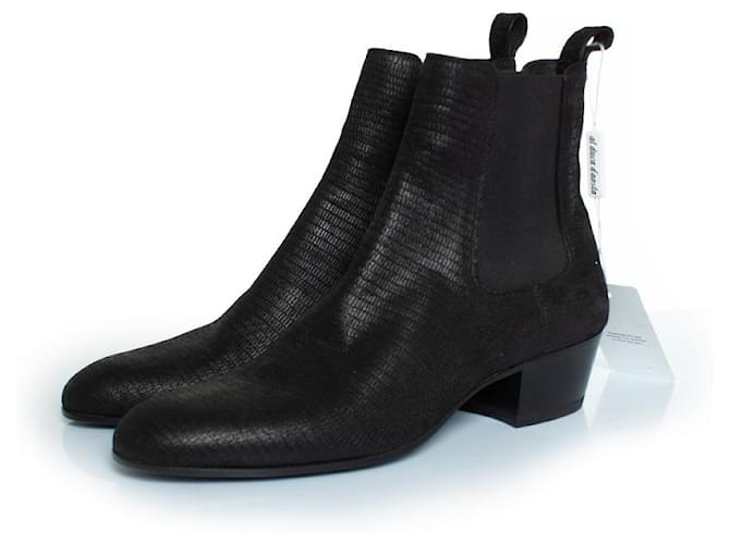 Saint Laurent, Cole 45 lizard effect Chelsea boots Black Suede  ref.2190906