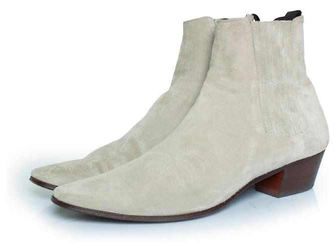 Saint Laurent, Grey suede west Chelsea boots  ref.2190910