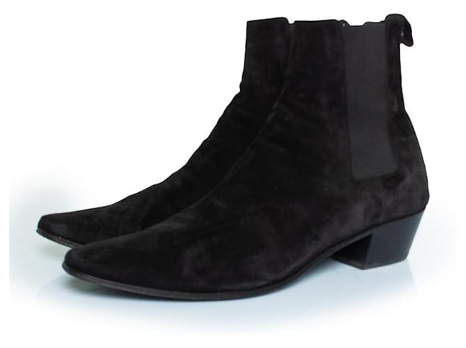 Saint Laurent, Wyatt suede Chelsea boots in black  ref.2190914