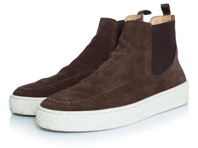 Autre Marque Botas Chelsea de camurça alta em marrom Posa