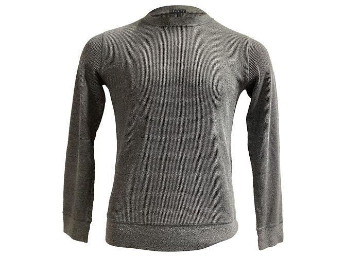Rippstrickpullover Theory aus grauer Baumwolle 