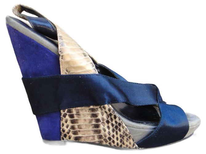 Ash Keilsandalen Lila Leder Wildleder
