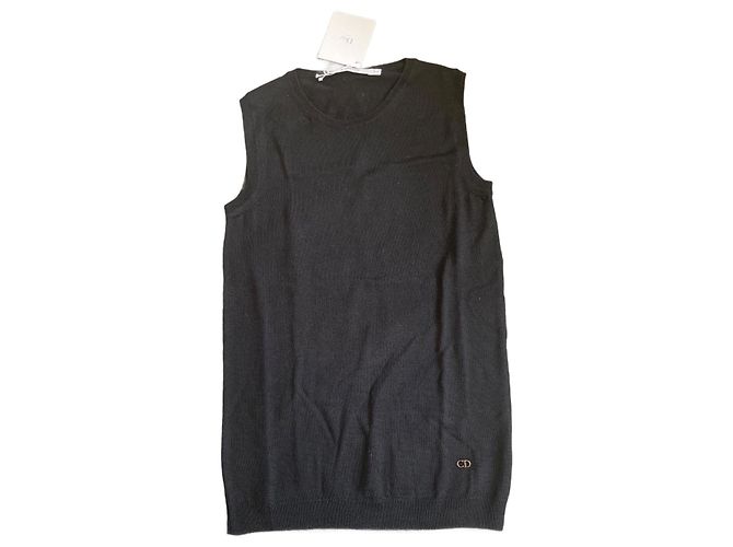 Christian Dior Ärmelloses Wolltop in Schwarz