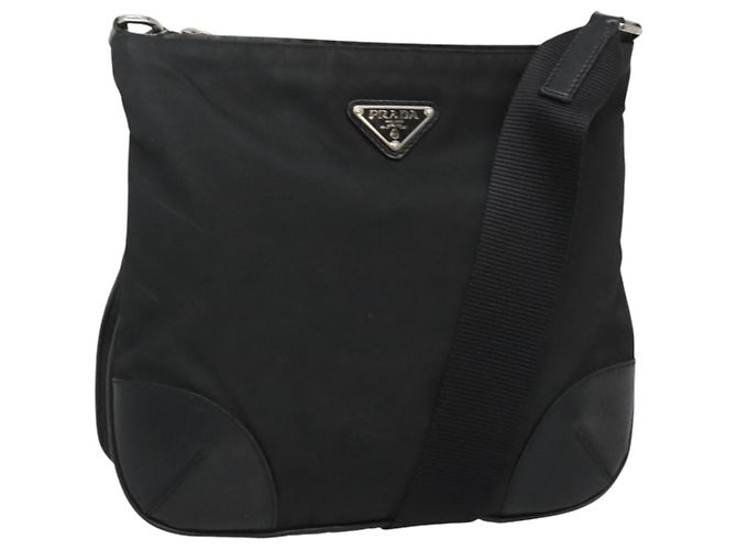PRADA Shoulder Bag Nylon Black Auth 119572
