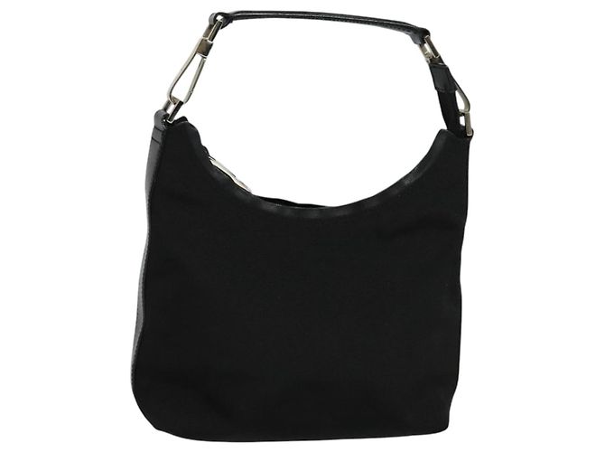 Borsa a mano GUCCI in nylon nero argento 000 0601 Auth ep8657