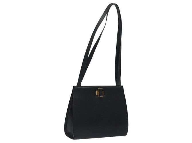 Schultertasche Salvatore Ferragamo aus schwarzem Leder mit Gold Auth 116392 Golden