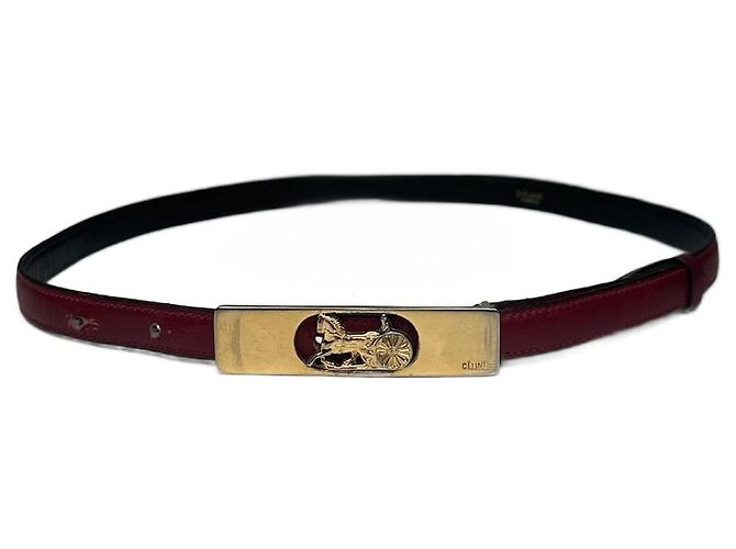 Céline Vintage Celine Paris Leather Belt burgundy