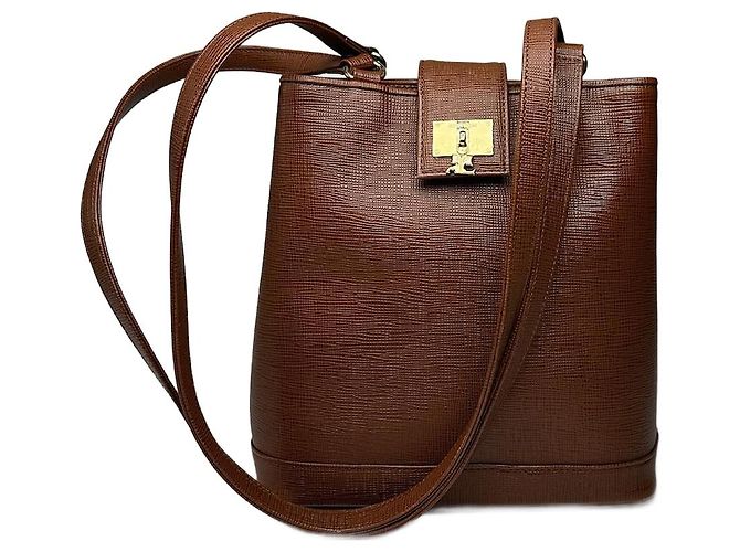 Vintage Courreges Leder Eimer Tasche braun