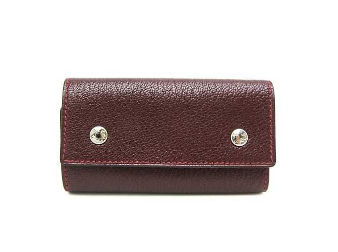 Hermès Hermes Serie Chevre Leather Key Case in Wine Dark red