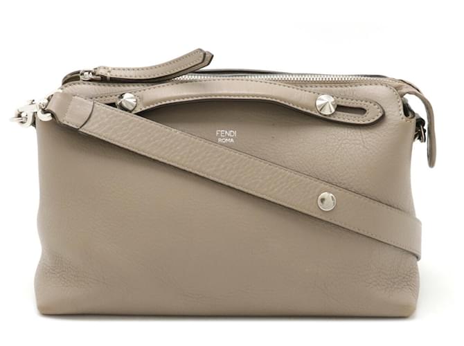 Fendi By The Way Medium Handbag Grey Leather  ref.2192052