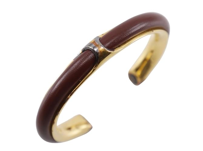 Hermès Goldplattiertes Lederarmband von Hermes Braun Golden 