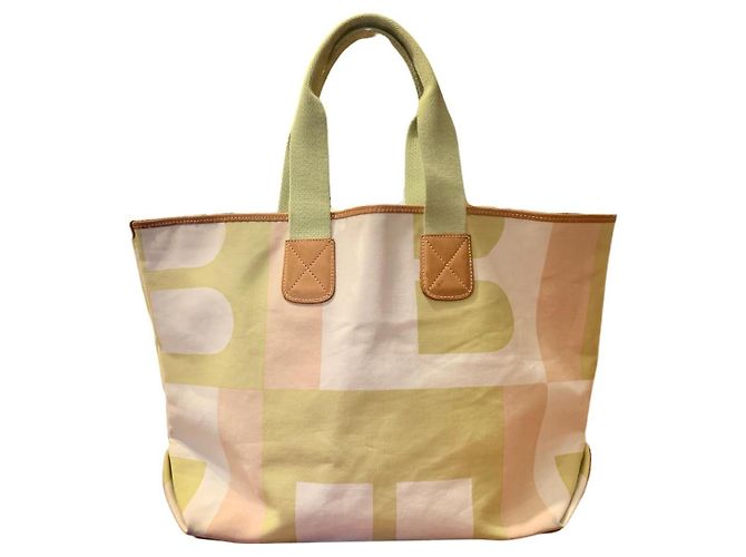 Sac cabas Bally en toile monogrammée vert jaune Multicolore 