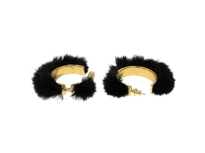 Hermès Orecchini a cerchio neri e dorati Hermes Olympe/Faubourg Circus Nero D'oro 