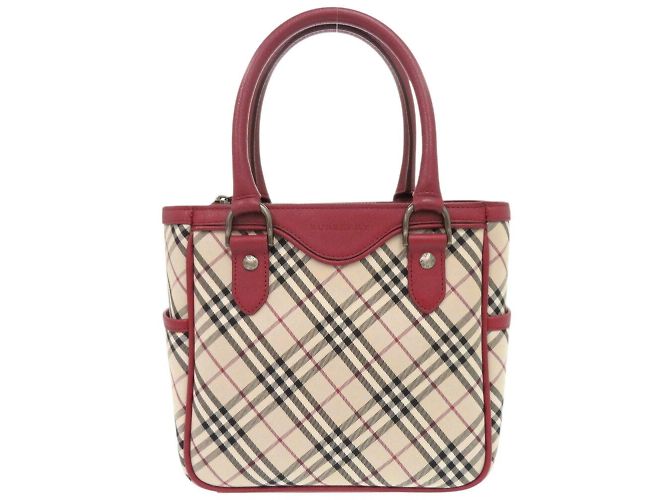 Bolsa de mão em couro e lona Nova Check da Burberry Vermelho Bege