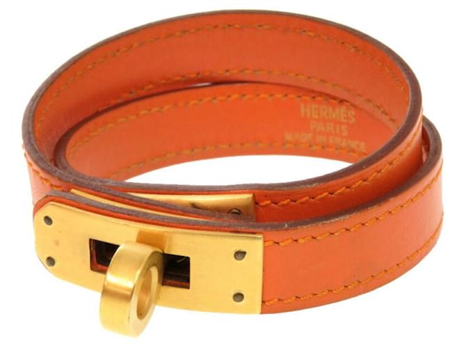 Hermès Hermes Kelly Double Tour Swift Orange G Stamped Bracelet Golden 