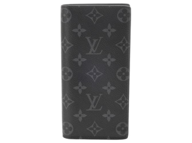 Louis Vuitton Monogram Eclipse Portefeuille Brazza Long Wallet Brown Black Leather  ref.2192960
