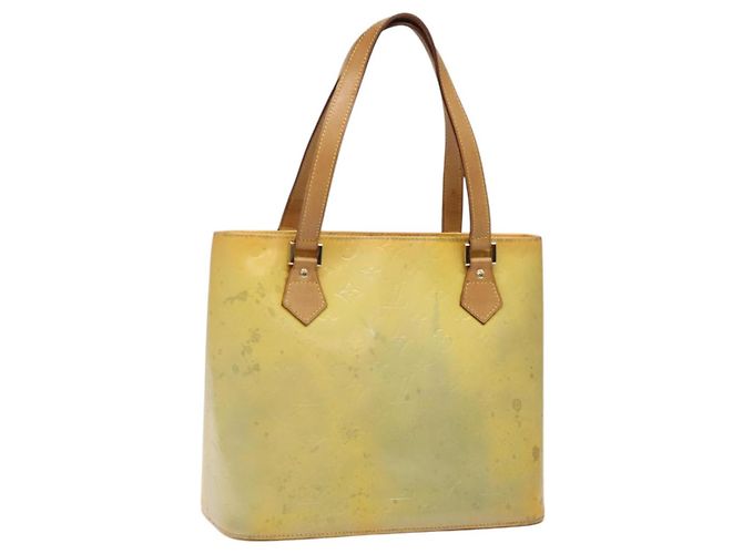 LOUIS VUITTON Monogram Vernis Houston Bolsa de Mano Gris M91053 LV Auth 118533
