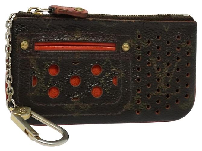 LOUIS VUITTON Monogram Perfo Pochette Cles Monedero Naranja M95222 Auth ac3778