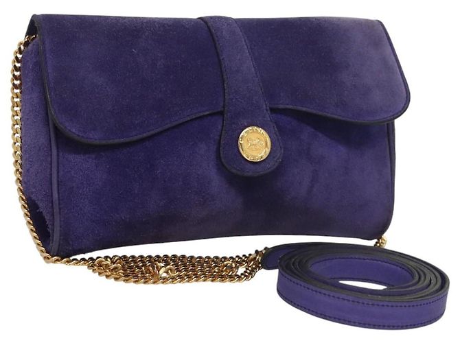 Céline Sac à bandoulière CELINE en daim violet Auth BA1516