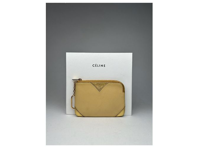 Céline Vintage Celine Paris Leather Card holder Golden