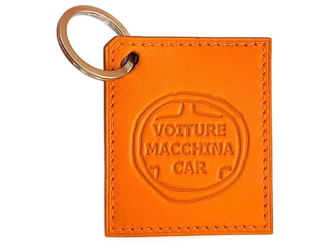 New Hermès leather keychain Orange  ref.2193373