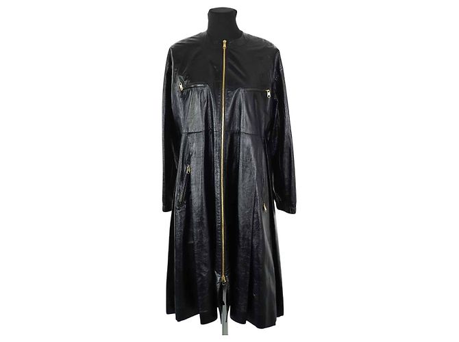 Dior Schwarzer Leder Mantel