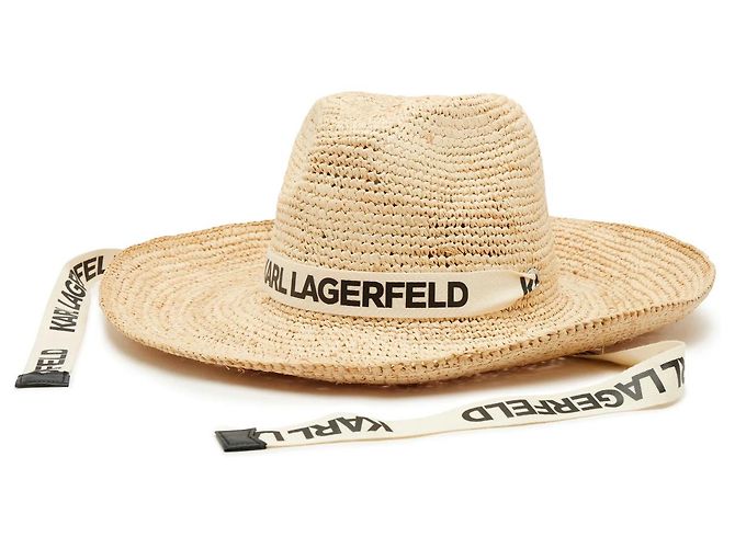 Karl Lagerfeld Raffia Hat Beige