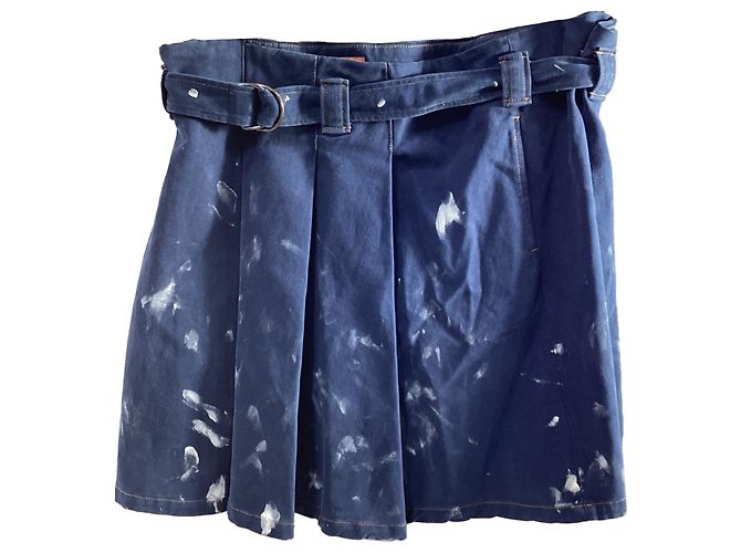 Blaues Baumwoll-Denim-Malerei-Rock von Acne Studios Blå Konst Hellblau