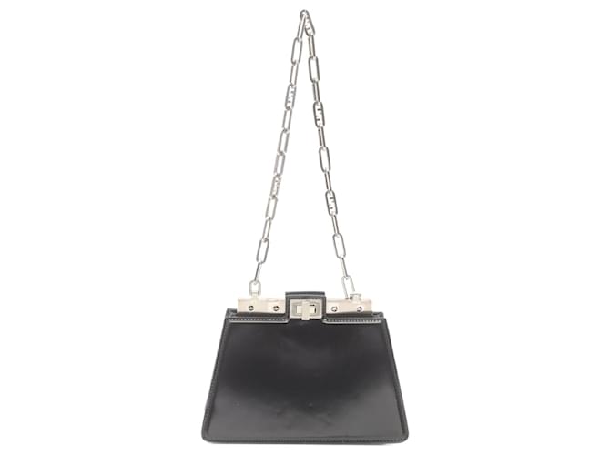 Fendi Peekaboo Mini Leather Shoulder Bag 8BN339 Black  ref.2194772
