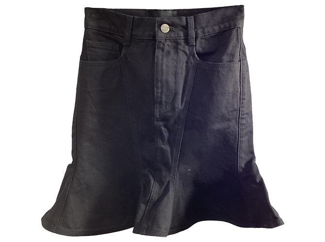Saia mini de denim plissada preta em algodão da Marc Jacobs Preto